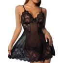 Nightdress Women Sleepwear Sexy Lingerie Backless Nightgown See Through Lace Dress with Panties Set Underwear Chemises